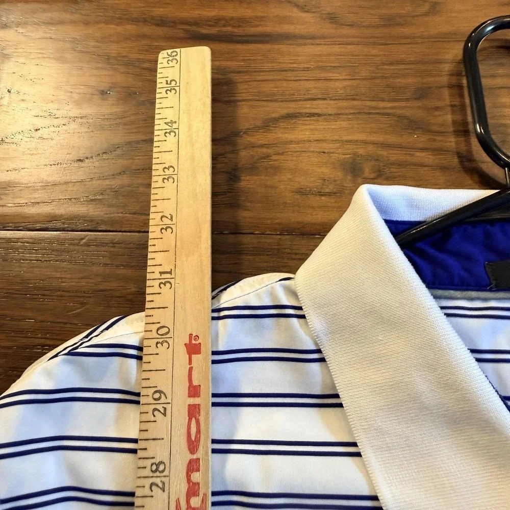 RLX Ralph Lauren Polo Shirt Mens XL blue Striped Golf Performance Logo???